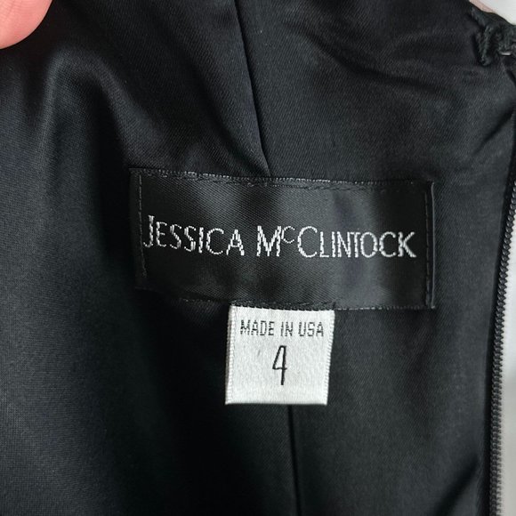 Vtg 90s y2k Jessica McClintock Black Pink Strapless Fairy Prom Dress Size 4 - Picture 2 of 8